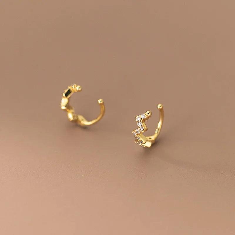 925 Sterling Silver Wave Zircon Ear Clip On Earrings for Women