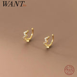 925 Sterling Silver Wave Zircon Ear Clip On Earrings for Women