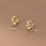 925 Sterling Silver Wave Zircon Ear Clip On Earrings for Women