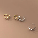 925 Sterling Silver Wave Zircon Ear Clip On Earrings for Women