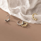925 Sterling Silver Wave Zircon Ear Clip On Earrings for Women