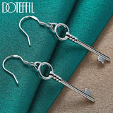 925 Silver Key Drop Earrings Wedding Engagement Party Jewelry