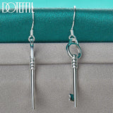 925 Silver Key Drop Earrings Wedding Engagement Party Jewelry