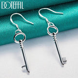925 Silver Key Drop Earrings Wedding Engagement Party Jewelry