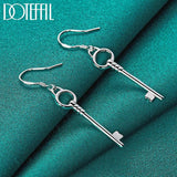 925 Silver Key Drop Earrings Wedding Engagement Party Jewelry