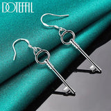 925 Silver Key Drop Earrings Wedding Engagement Party Jewelry