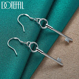 925 Silver Key Drop Earrings Wedding Engagement Party Jewelry
