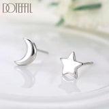 925 Silver Stars & Moon Wedding Stud Earrings Women Jewelry