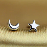 925 Silver Stars & Moon Wedding Stud Earrings Women Jewelry