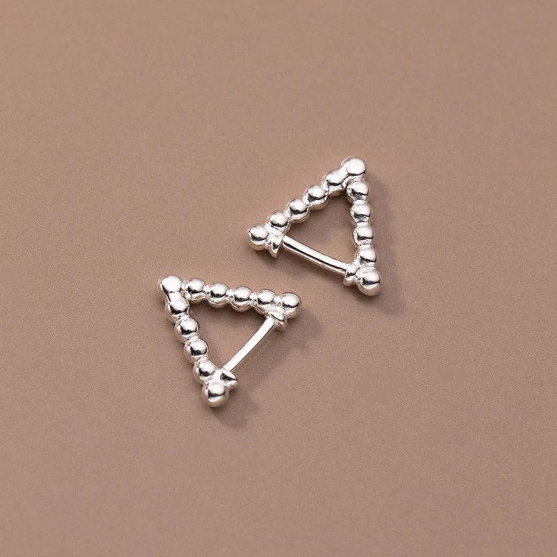 925 Silver Triangle Bead Hoop Earrings for Women