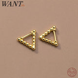 925 Silver Triangle Bead Hoop Earrings for Women