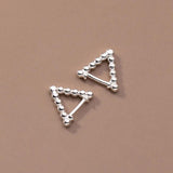 925 Silver Triangle Bead Hoop Earrings for Women