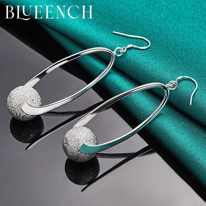 925 Sterling Silver Frosted Round Ball Earrings for Ladies