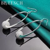 925 Sterling Silver Frosted Round Ball Earrings for Ladies
