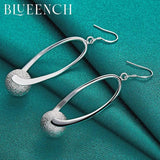 925 Sterling Silver Frosted Round Ball Earrings for Ladies