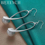 925 Sterling Silver Frosted Round Ball Earrings for Ladies