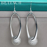 925 Sterling Silver Frosted Round Ball Earrings for Ladies