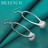 925 Sterling Silver Frosted Round Ball Earrings for Ladies
