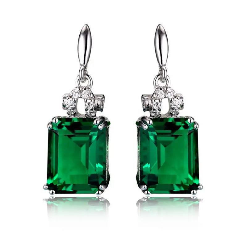 Green Tourmaline Zircon Sterling Silver Stud Earrings