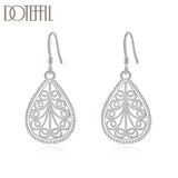 925 Silver Flower Drop Earrings Women Jewelry Wedding Gift
