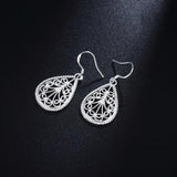 925 Silver Flower Drop Earrings Women Jewelry Wedding Gift