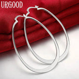 925 Silver Smooth U Hoop Earrings For Women Party