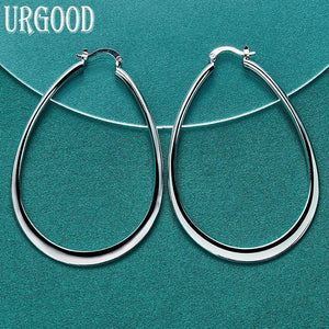 925 Silver Smooth U Hoop Earrings For Women Party