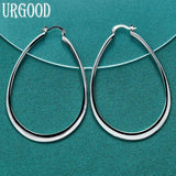 925 Silver Smooth U Hoop Earrings For Women Party