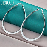 925 Silver Smooth U Hoop Earrings For Women Party