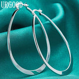925 Silver Smooth U Hoop Earrings For Women Party