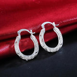 925 Silver 30mm Retro Hollow Hoop Earrings Wedding Jewelry Gift