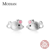 925 Sterling Silver Enamel Mouse Stud Earrings