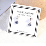 Karopel Evil Eye Earrings Silver Clear CZ Zircon Round Earrings