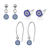 Karopel Evil Eye Earrings Silver Clear CZ Zircon Round Earrings