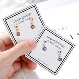 Karopel Evil Eye Earrings Silver Clear CZ Zircon Round Earrings