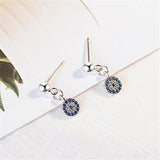 Karopel Evil Eye Earrings Silver Clear CZ Zircon Round Earrings