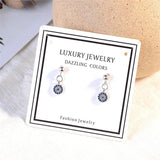 Karopel Evil Eye Earrings Silver Clear CZ Zircon Round Earrings
