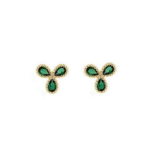 925 Silver Emerald Leaf Stud Earrings