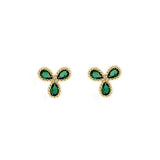 925 Silver Emerald Leaf Stud Earrings