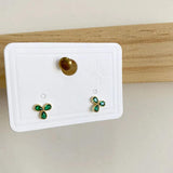 925 Silver Emerald Leaf Stud Earrings