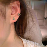 925 Silver Emerald Leaf Stud Earrings