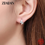 925 Silver 10MM Crystal Hoop Earrings Wedding Jewelry