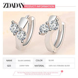 925 Silver 10MM Crystal Hoop Earrings Wedding Jewelry