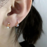 925 Silver Zirconia Small Hoop Earrings Women Sleeper Girls Office Jewelry