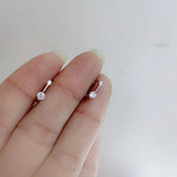 925 Silver Zirconia Small Hoop Earrings Women Sleeper Girls Office Jewelry