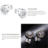 925 Silver Round Zircon Stud Earrings Women Wedding Charm