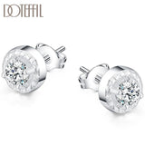 925 Silver Round Zircon Stud Earrings Women Wedding Charm