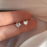 925 Silver CZ Heart Devil & Angel Wings Earrings