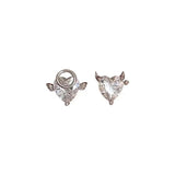 925 Silver CZ Heart Devil & Angel Wings Earrings