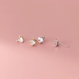 925 Silver CZ Heart Devil & Angel Wings Earrings